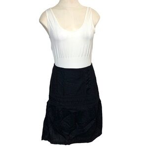 International Concept Black Skirt Minimalist A-Line Pintuck Lace Sz 12
